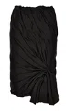 Versace Draped Enver-satin Midi Skirt In Black