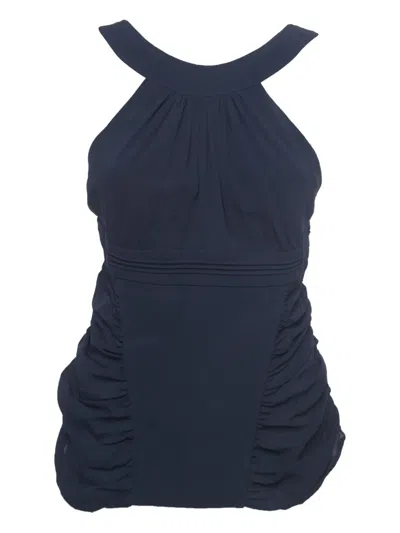 Pre-owned Versace Draped Halterneck Top In Blue