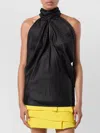 Versace Draped Halterneck Top Keyhole Detail In Black