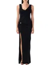 Versace Embellished Draped Stretch-jersey Gown In Black