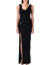 Versace Embellished Draped Stretch-jersey Gown In Black