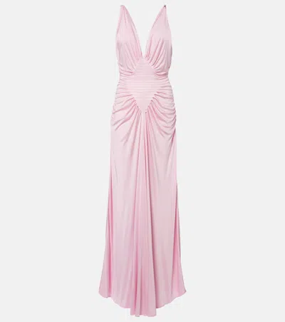 Versace Draped Jersey Gown In Pink