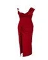 Versace Embellished Crepe And Draped Satin Gown In Red