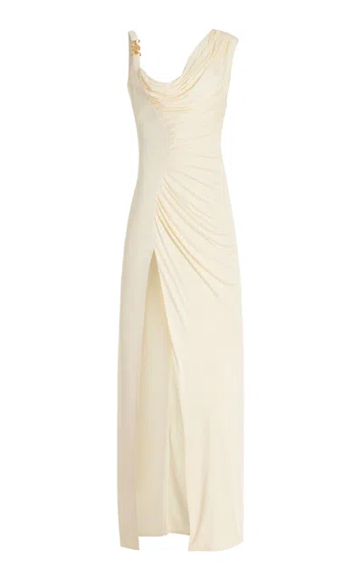 Versace Knee Length Dress Asymmetric Design In White