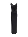 Versace Embellished Draped Stretch-jersey Gown In Black