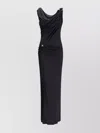 Versace Embellished Draped Stretch-jersey Gown In Black