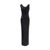 Versace Embellished Draped Stretch-jersey Gown In Black
