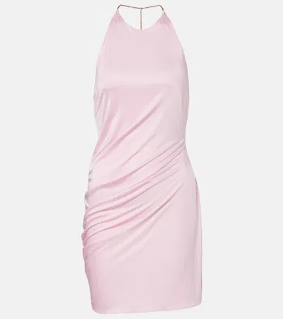 Versace Draped Jersey Minidress In Pink
