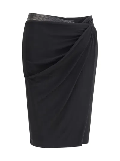 Versace Draped Jersey Skirt In Black