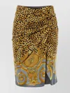 Versace Grey Cheetah Print Midi Skirt In Yellow