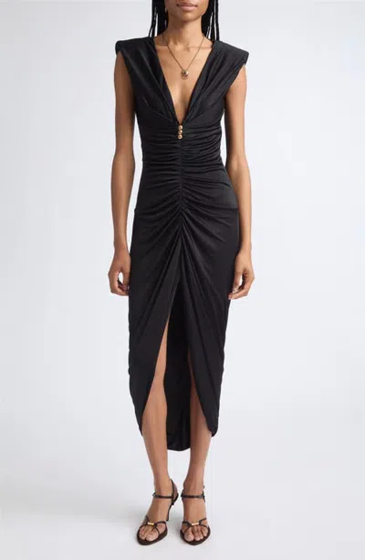 Versace Draped Liquid Jersey Gown In Black