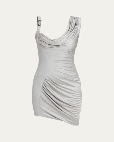 VERSACE DRAPED LIQUID JERSEY MINI COCKTAIL DRESS