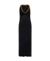 Versace Cutout Chain-embellished Satin Maxi Dress In Black