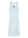 Versace Light Blue Midi Dress With V-neck And Medusa Plaque On The Back In Viscose For Women In Blue