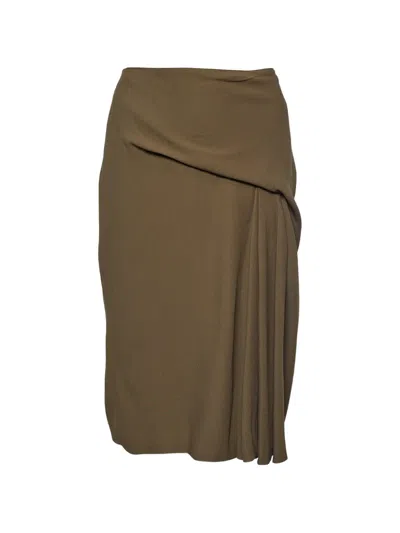 Pre-owned Versace Draped Midi Skirt In Green