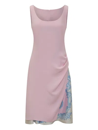 Versace Draped Detail Acetate Blend Dress In Pink
