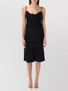 Versace Draped Neckline Midi Length Spaghetti Straps