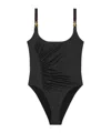 Versace Draped One-piece Swimsuit In Black