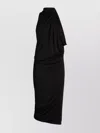 Versace Draped One Shoulder Midi Dress In Black
