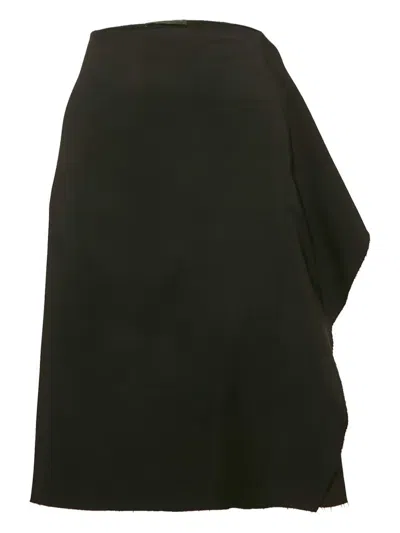 Pre-owned Versace Draped Pencil Skirt In Black