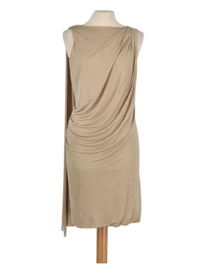 Pre-owned Versace Draped Round-neck Dress In Brown