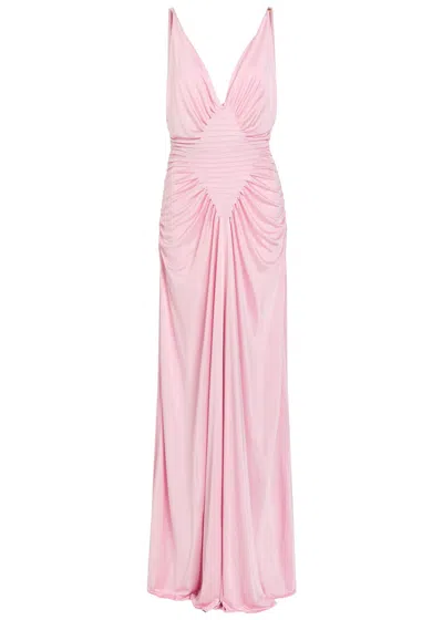 Versace Draped Satin-jersey Gown In Pink
