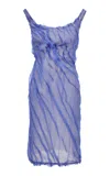 Versace Draped Silk-chiffon Midi Dress In Blue