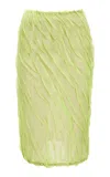 Versace Draped Silk-chiffon Midi Skirt In Green
