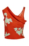 Versace Draped Silk Satin Top In Red