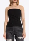 Versace Draped Strapless Top In Black