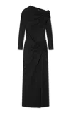 Versace Draped Stretch-knit Maxi Dress In Black