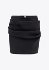 Versace Responsible Wool Mini Skirt With Medusa Detail In Black