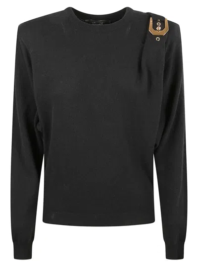 Versace Draped Wool Sweater In Black