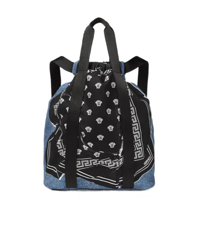 Versace Drawstring Backpack In Black