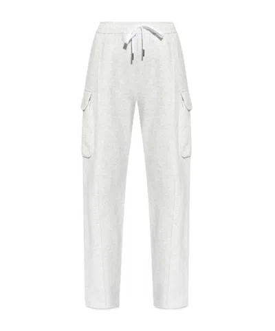 Versace Drawstring Casual Pants In White