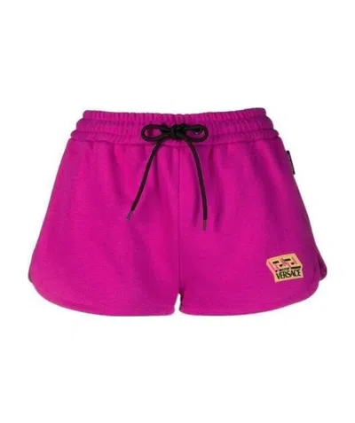 Versace Drawstring Casual Shorts In Pink