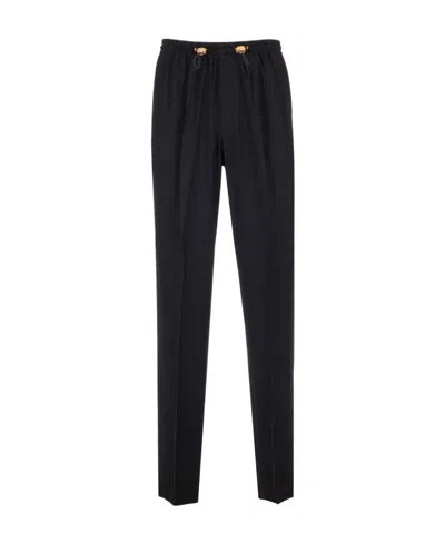 Versace Drawstring-fastening Cotton Track Pants In Black