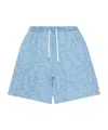 Versace Barocco Pattern Chambray Shorts In Blue