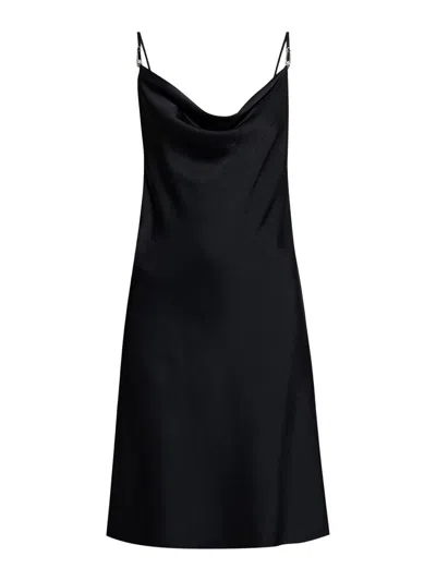 Versace Satin Mini Dress With Safety Pin Detail In Black