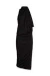 Versace Draped One Shoulder Midi Dress In Black