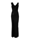 Versace Asymmetric Neck Viscose Long Dress In Black