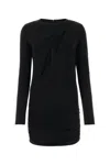 Versace Black Fitted Minidress With Cut-out Detail In Viscose Woman In Black
