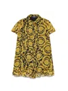 Versace Barocco-print Silk Dress In Black