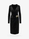 Versace Satin Dress With Safety Pin In Black