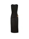 Versace Draped Front Sleeveless V-neck Dress In Black