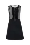 Versace Black Georgette Mini Dress In Black