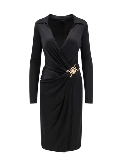 Versace Black Medusa Plaque Midi Dress