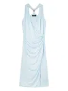 Versace Light Blue Midi Dress With V-neck And Medusa Plaque On The Back In Viscose For Women In Blue