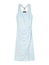 Versace Light Blue Midi Dress With V-neck And Medusa Plaque On The Back In Viscose For Women In Blue