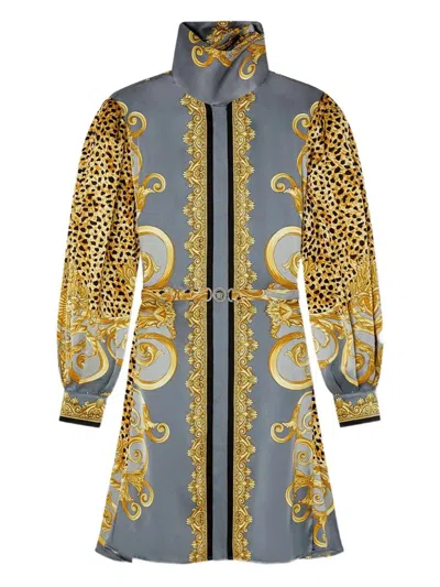 VERSACE VERSACE DRESS CHEETAH FOULARD ON SILK CREPE SATIN LW CLOTHING